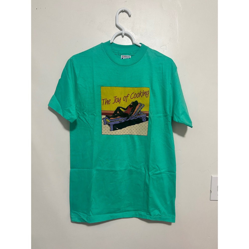 Vintage Hanes Beefy-T The Joy of Cooking Graphic T-Shirt‎ Green Single Stitch M